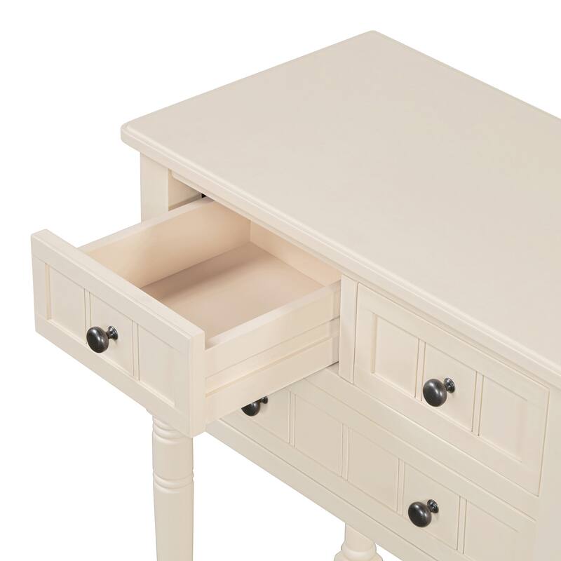 Narrow Console Table, Slim Sofa Table with Three Storage Drawers and Bottom Shelf for Living Room, Easy Assembly