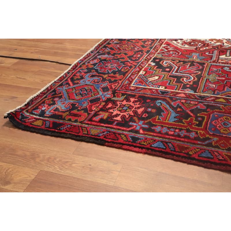 Hand Knotted Oriental 100% Wool Carpet Traditional Medallion Red Heriz Area Rug - 11' 0'' X 8' 8''