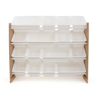 Journey Super-Sized Storage Organizer w/ 16 Bins, Natural/White
