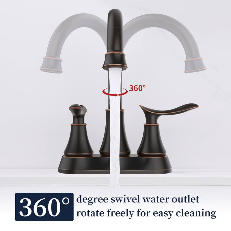 2-Handle 4-Inch Matte Black Bathroom Faucet, Bathroom Vanity Sink Faucets with Pop-up Drain and Supply Hoses