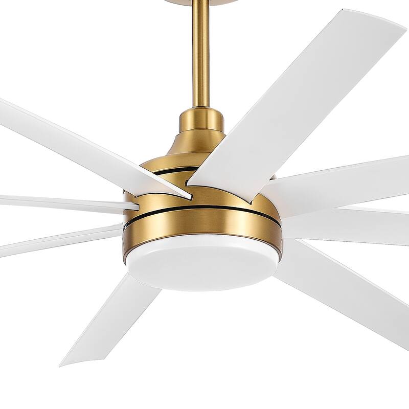 65" Gold LED Ceiling Fan with Light Remote-8 Blade - 65 Inch