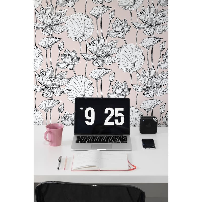 NextWall Lotus Floral Peel and Stick Wallpaper