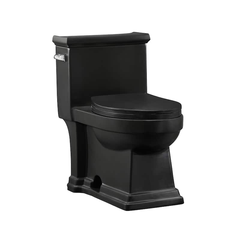 Lausanne One-Piece Elongated Toilet Left Side Flush Handle 1.28 Gpf In Matte Black - 28.4" x 16.75" 28.65"