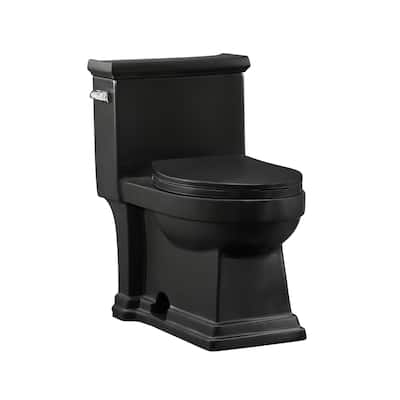 Lausanne One-Piece Elongated Toilet Left Side Flush Handle 1.28 Gpf In Matte Black - 28.4" x 16.75" 28.65"