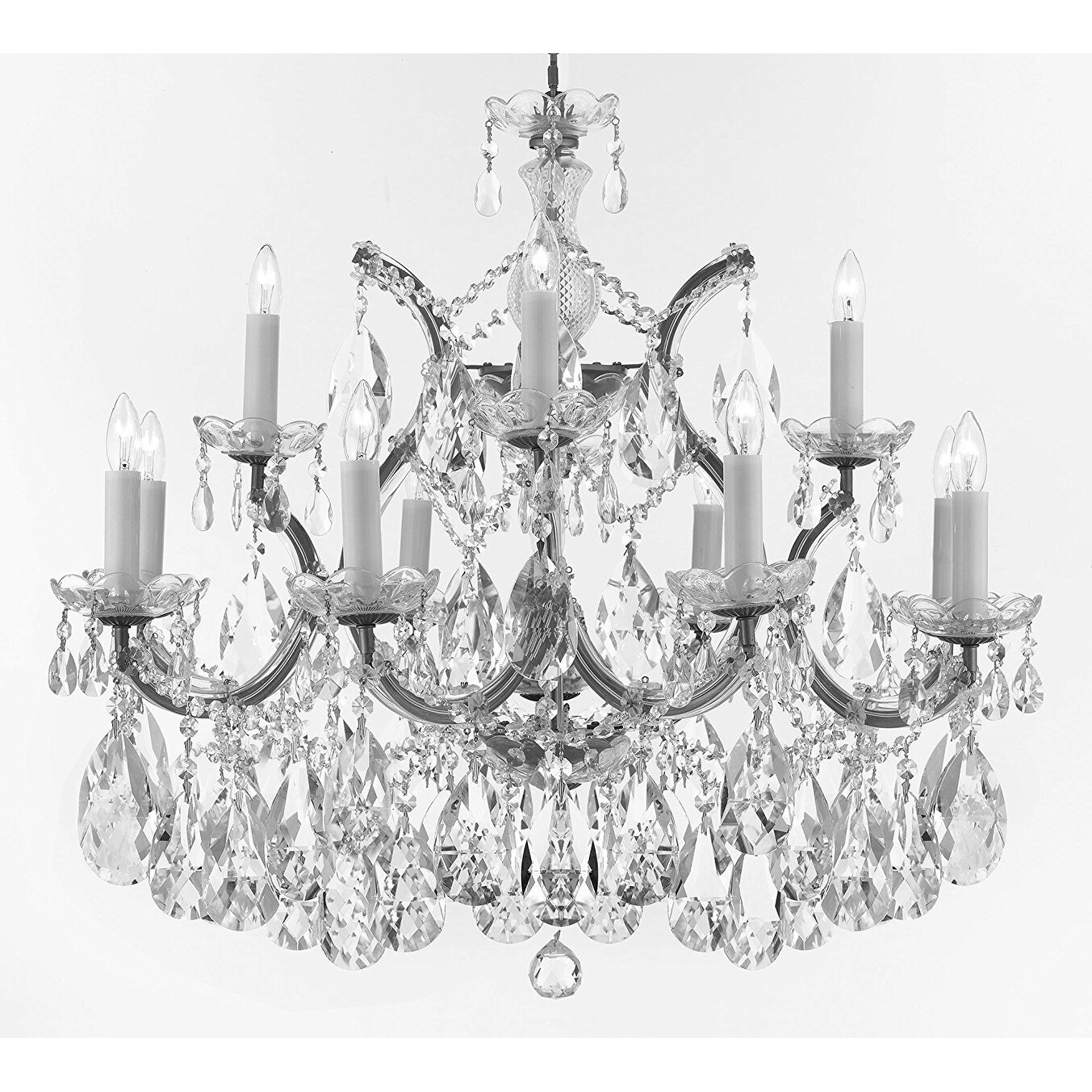 Maria Theresa Crystal Chandelier w/ Large, Luxe, Diamond Cut Crystals - Chandeliers For Bedrooms by Overstock.com
