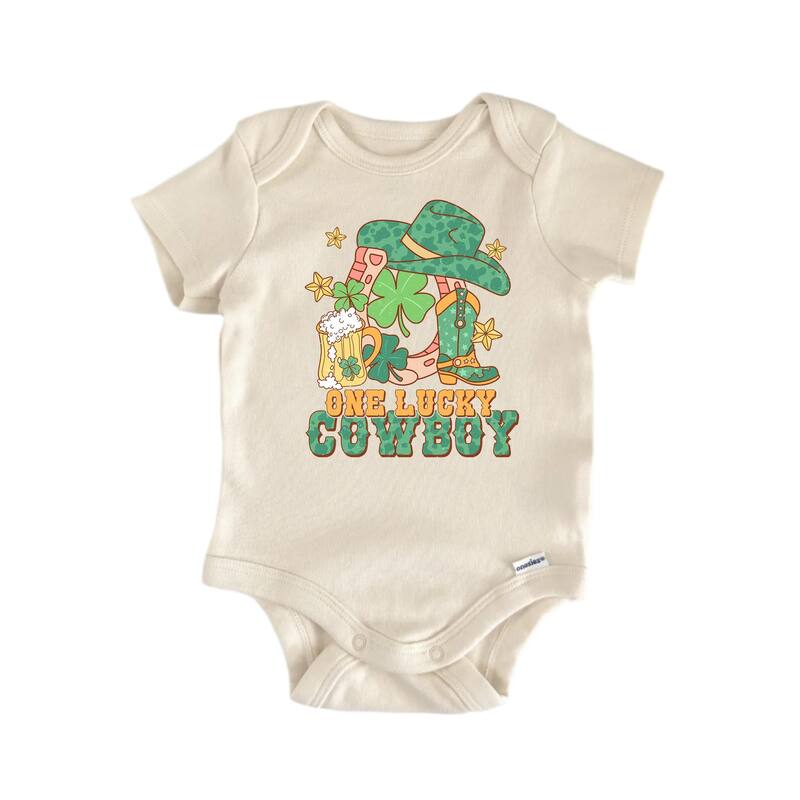 One Lucky Cowboy St. Patrick's Day - Baby Boy Girl Clothes Bodysuit Funny Cute Newborn - Blue - 0-3M