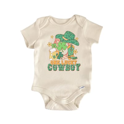 One Lucky Cowboy St. Patrick's Day - Baby Boy Girl Clothes Bodysuit Funny Cute Newborn