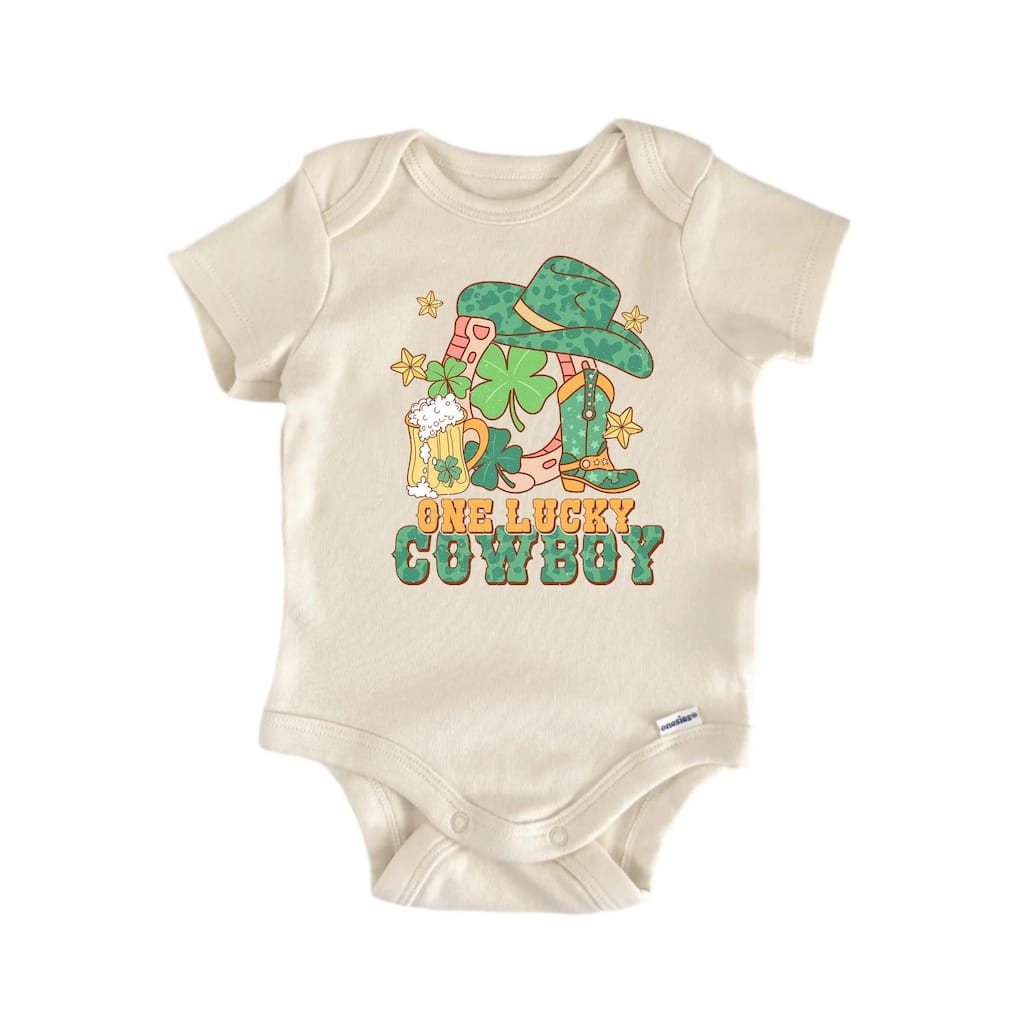 One Lucky Cowboy St. Patrick's Day - Baby Boy Girl Clothes Bodysuit Funny Cute Newborn