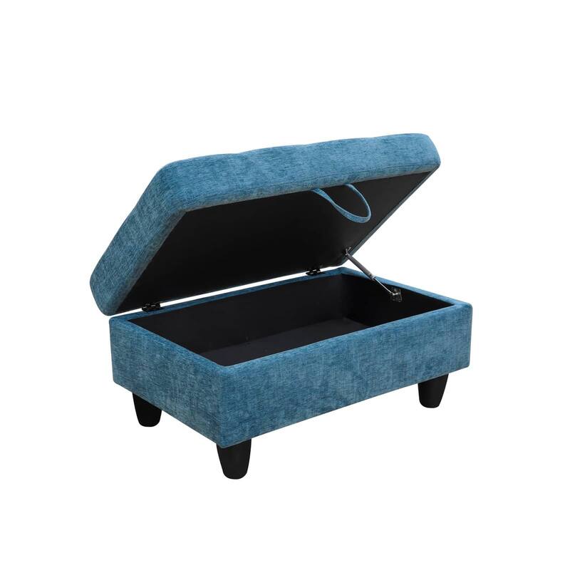 Red Flannel And PVC Living Room Storage Ottoman