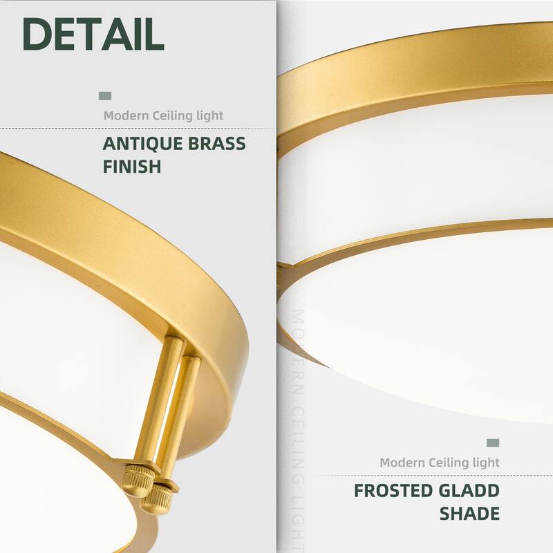 2-Light Black/Gold Glass Ceiling Light - N/A