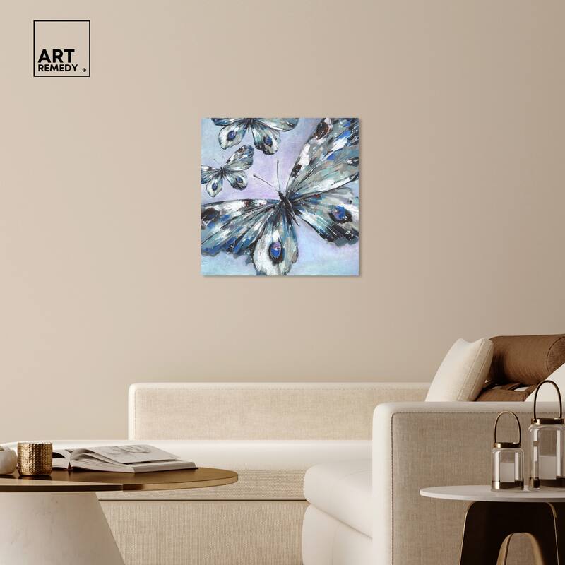 Art Remedy Butterfly Trio Gallery Wrapped Butterfly 1 Piece Canvas Wall Art