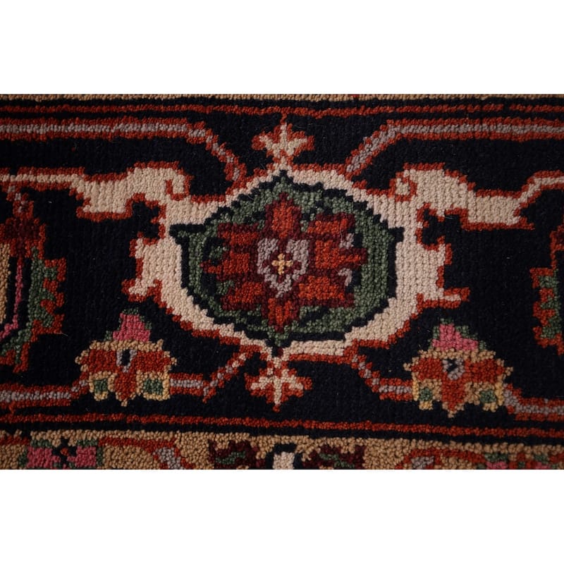 Geometric Heriz Serapi Indian Area Rug Hand-Knotted Wool Carpet - 8'0" X 10'4"