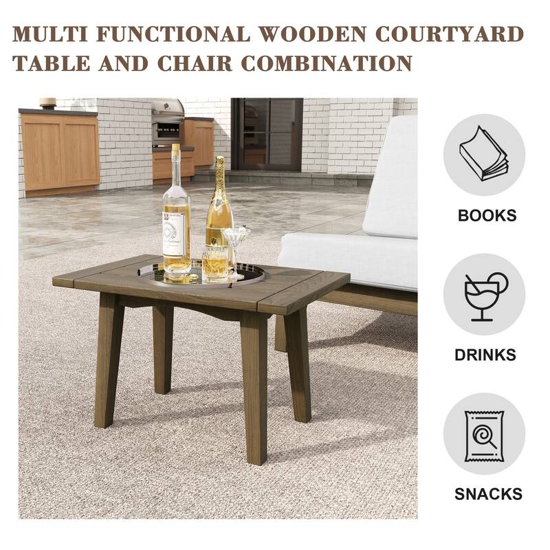 Sectional Wood Furniture 2 Seat Armless Patio Sofa