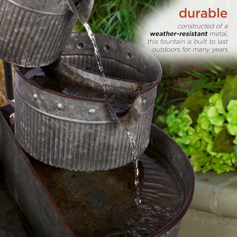 Alpine Corporation 3-Tier Vintage Tubs and Planters Fountain, 33" High