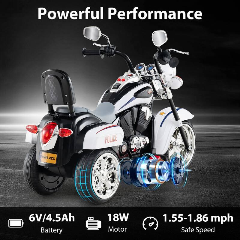 Gymax 6V Electric Kids Motorcycle 3-Wheel Ride On Toy w/ Adjustable