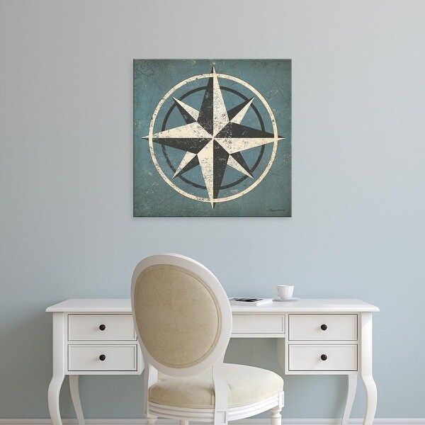 Easy Art Prints Ryan Fowler's 'Nautical Compass Blue' Premium Canvas Art