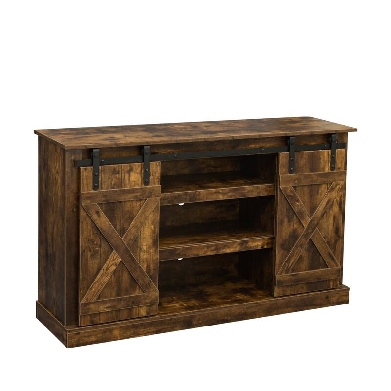 54" Farmhouse Sliding Barn Door TV Stand - 54 inches in width