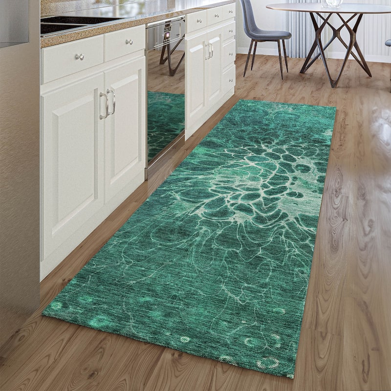 Premium Washable Super Soft Modern Floral Mayfield Rug - Teal - 2' 3" x 7' 6" - Runner