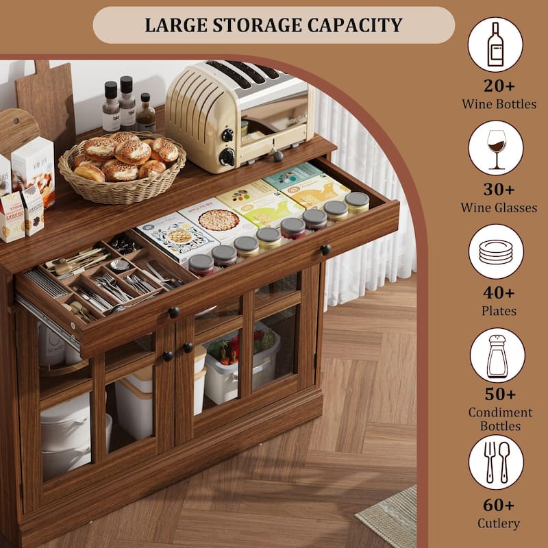 35.4" Sideboard Buffet Cabinets with Glass Door