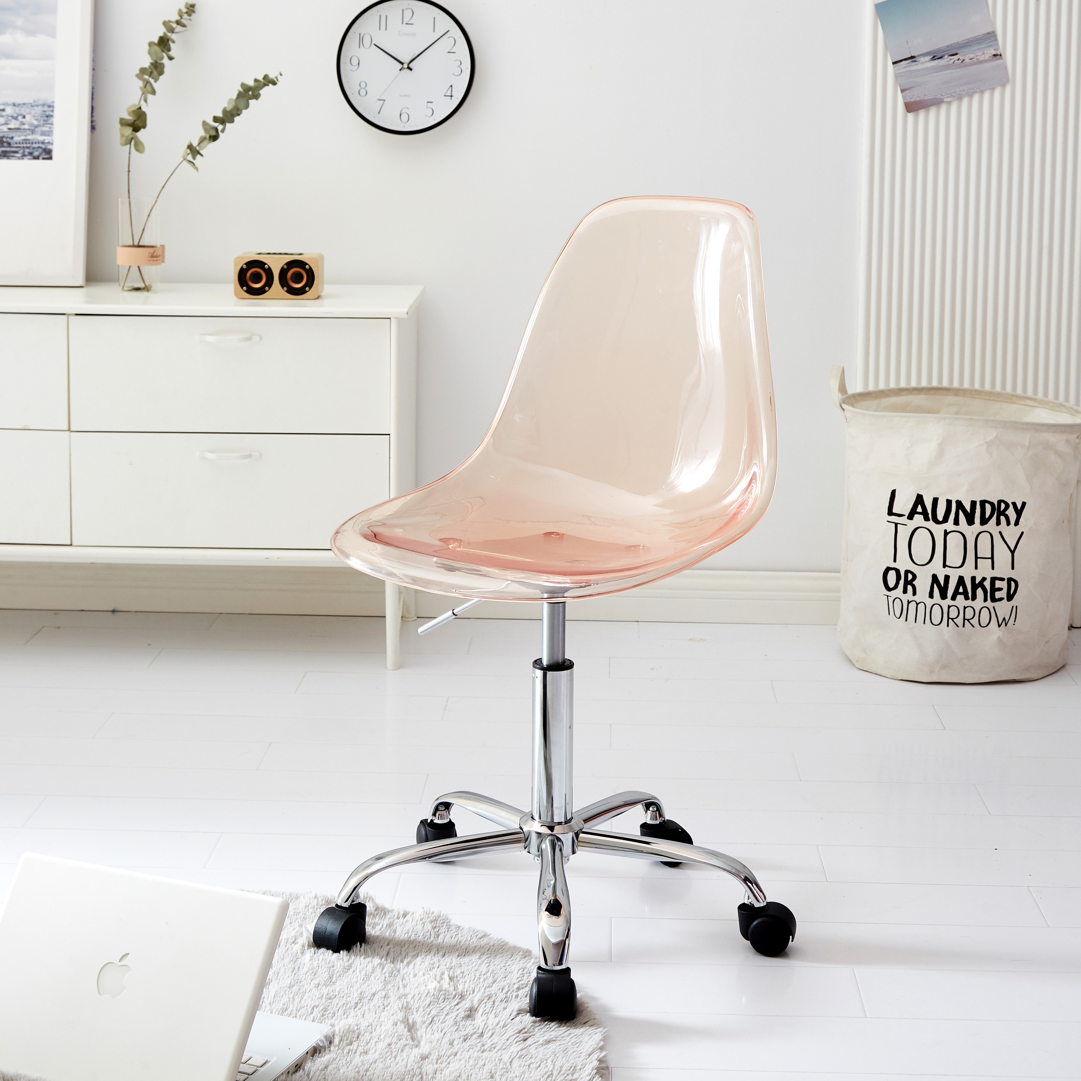 Urban Lifestyle Armless Acrylic Rolling Adjustable Office Chair