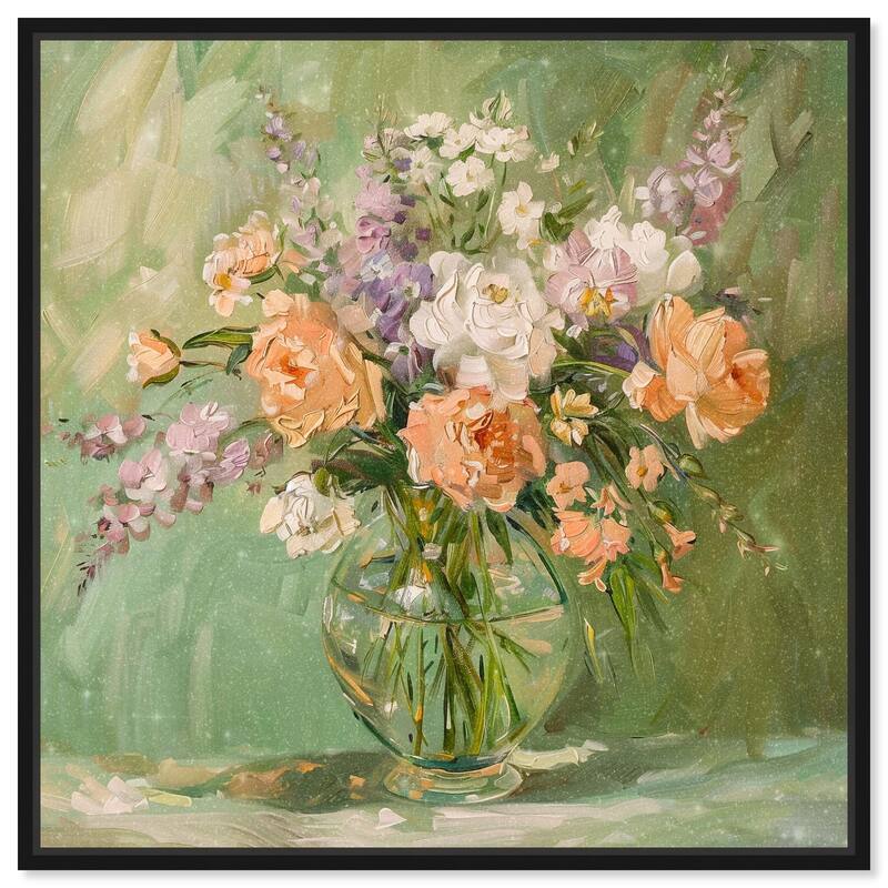 Vase and Greenery Canvas by Art Remedy - Black - 12" x 12"