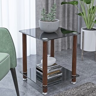Simple Stylish Design 1-Piece Glass Tabletop Design Side Table with ...