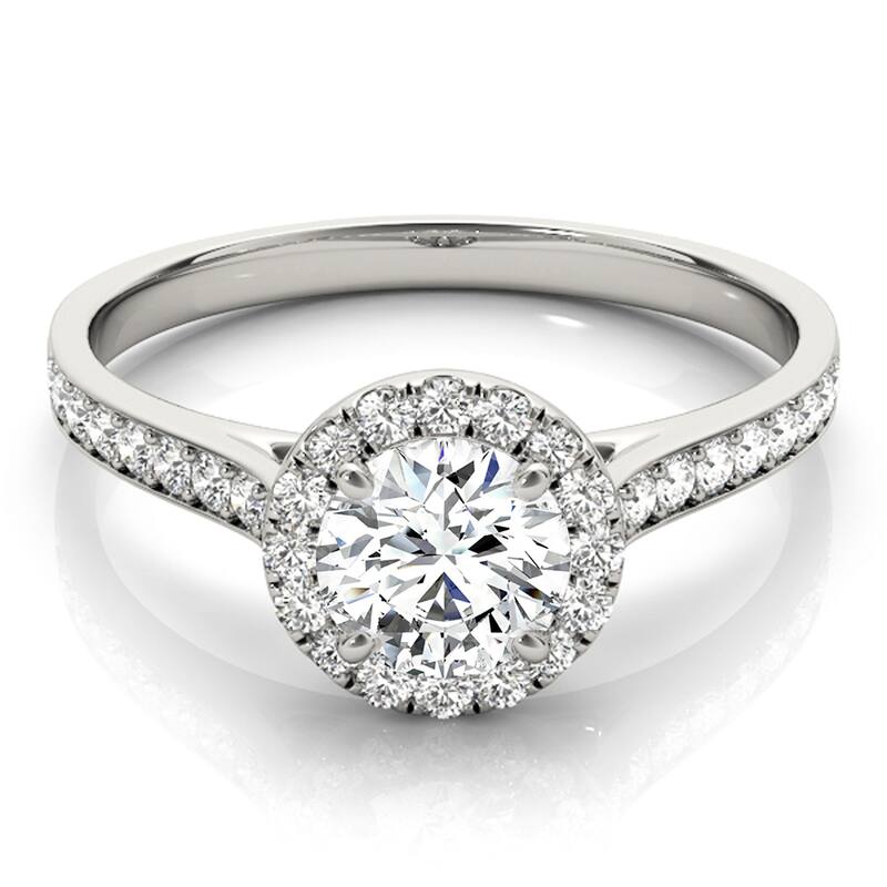 Auriya 14k White Gold Lab Grown Round Diamond Halo Engagement Ring 0.50 to 5.00 ct. tw. (F-G VS)