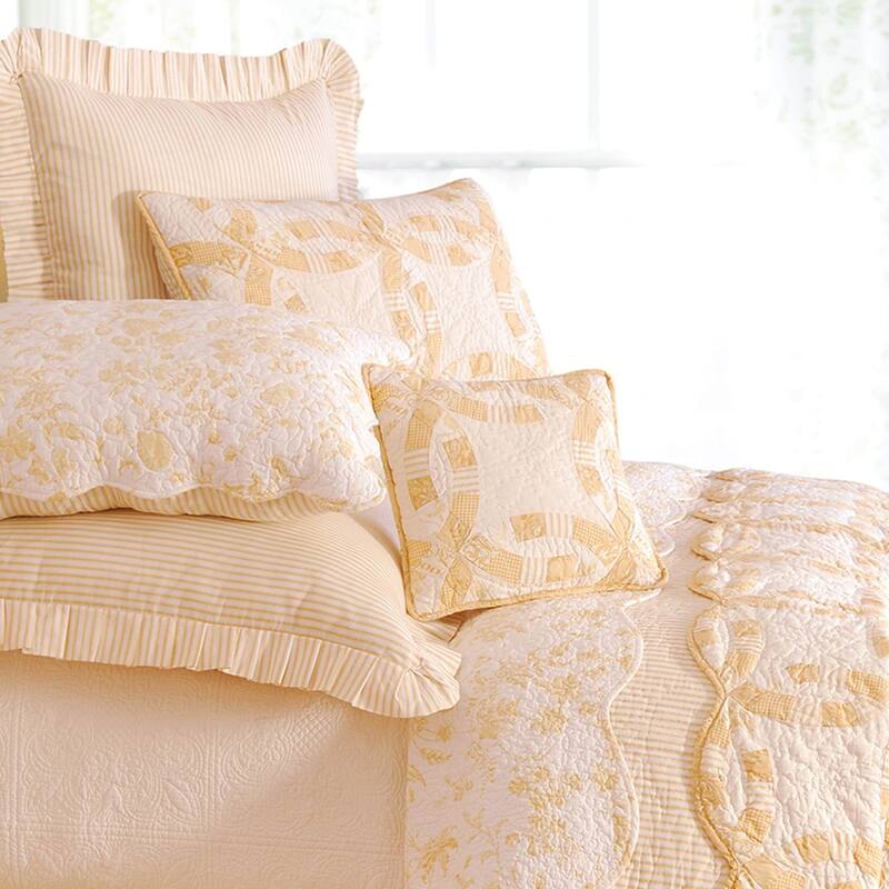 Wedding Ring Hand Pieced Patchwork Cotton Quilt
