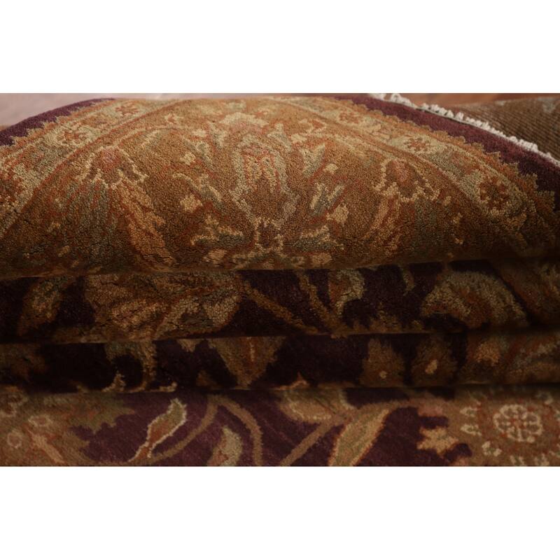 Floral Purple Agra Indian Area Rug Hand-Knotted Wool Carpet - 8'0"x 10'1"