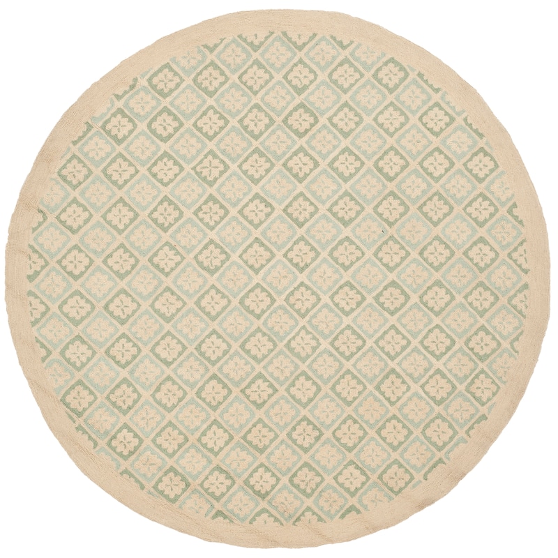 Martha Stewart by SAFAVIEH Blossom Lattice Hand-hooked Wool Area Rug - 6' Round - Garden Pool Blu