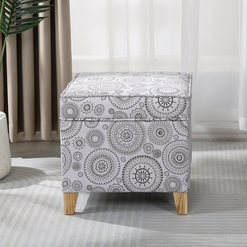 Adeco Square Storage Ottoman 17 inch Footstool