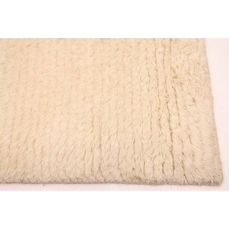 ECARPETGALLERY Hand-knotted Tangier Cream Wool Rug - 5'5 x 7'7