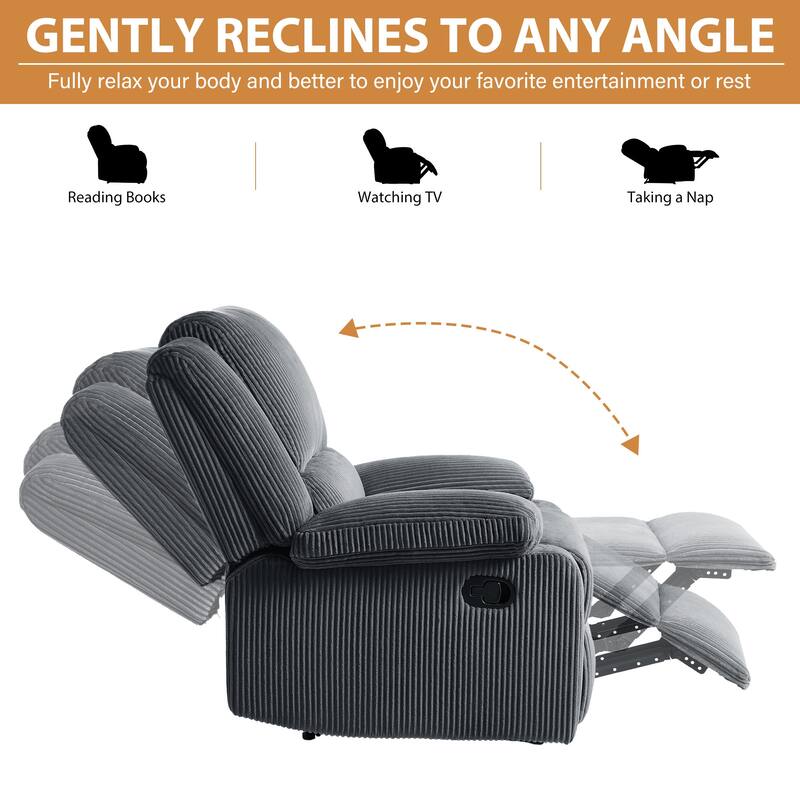 2 Piece Modern Corduroy Upholstery Push Back Manual Recliner Chair