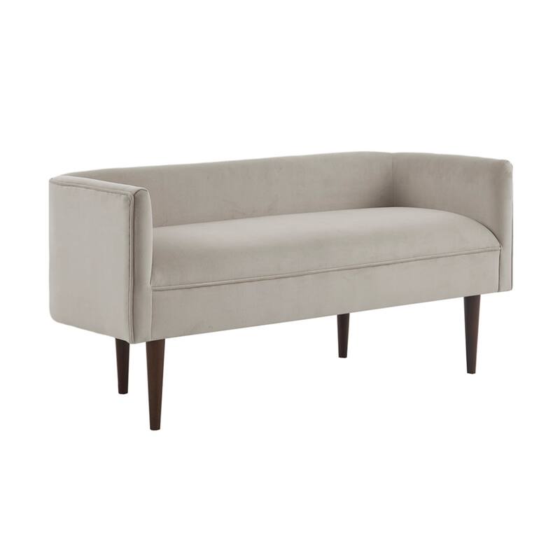 Roomfitters 49-Inch Upholstered Velvet Accent Bench, Solid Wood Legs in Morocco Finish, Cream