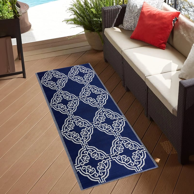 Playa Rug Outdoor Recycled Reversible Plastic Folded Mat/Rug Marrakesh Collection Lightweight & Weather, Water and UV Resistant