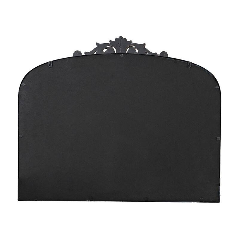Kea 41 Inch Wall Mirror, Black Curved Arched Metal Frame, Baroque Design