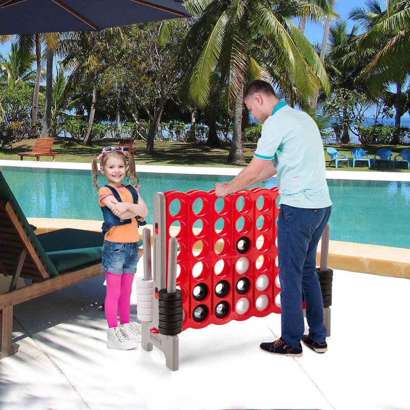 Gymax Jumbo 4-to-Score Game Set 4 in A Row Kids Adults w/ 42 Jumbo