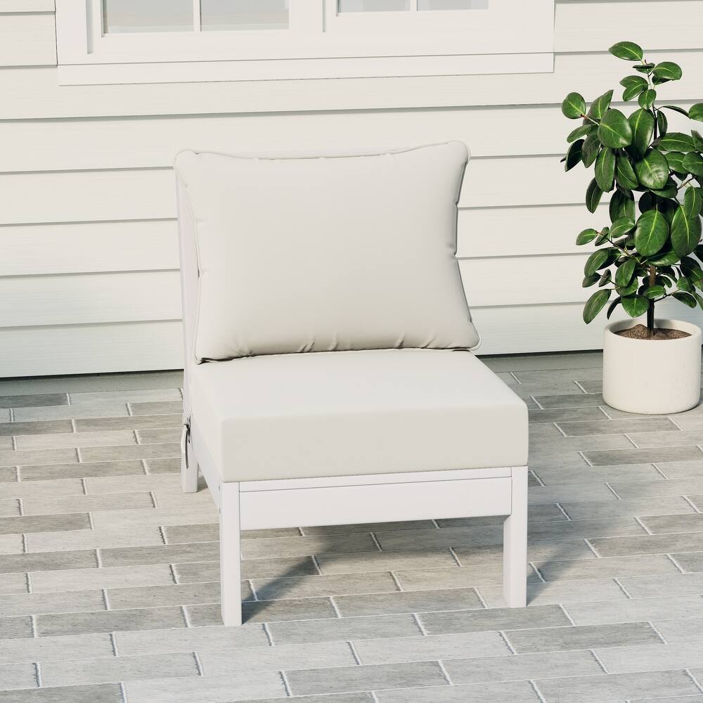 Birchwood All Weather HDPE Outdoor Patio Deep Seating White Armless Chair With Cushions (1-Piece)