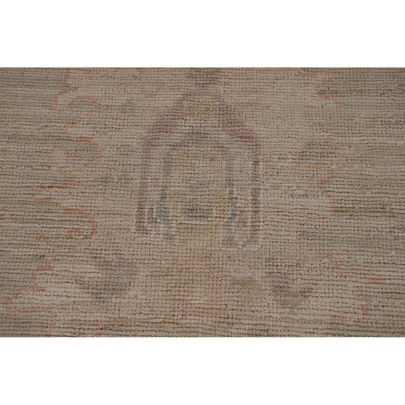 Vegetable Dye Oushak Oriental Area Rug Handmade Green Wool Carpet - 8'5"x 10'1"