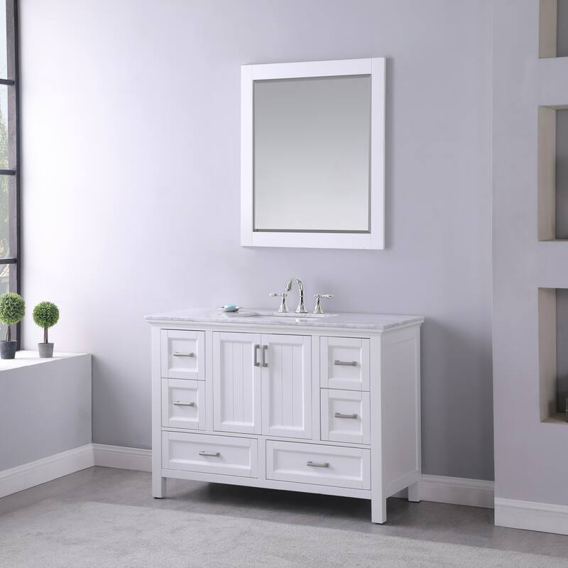Altair Isla Single Bathroom Vanity Set and Aosta White Countertop with Mirror