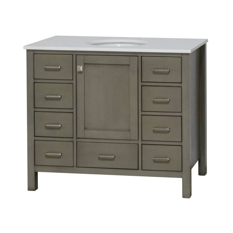 KitchenBathCollection Horizon 42" Bathroom Vanity with Engineered White Top