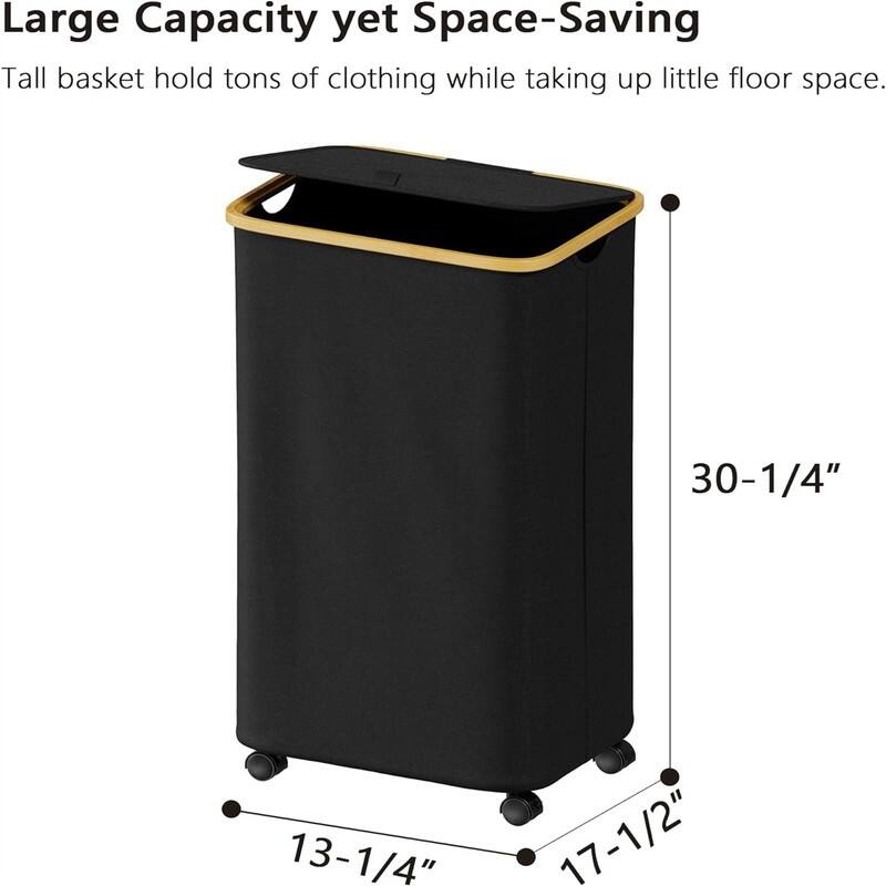 Laundry Hamper with Wheels and Lid - 17.5"L x 13.25"W x 30.25"H