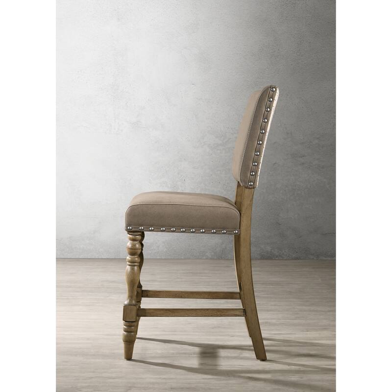 Roundhill Furniture Birmingham 5-piece Driftwood Finish Table with Nail Head Chairs Counter Height Dining Set