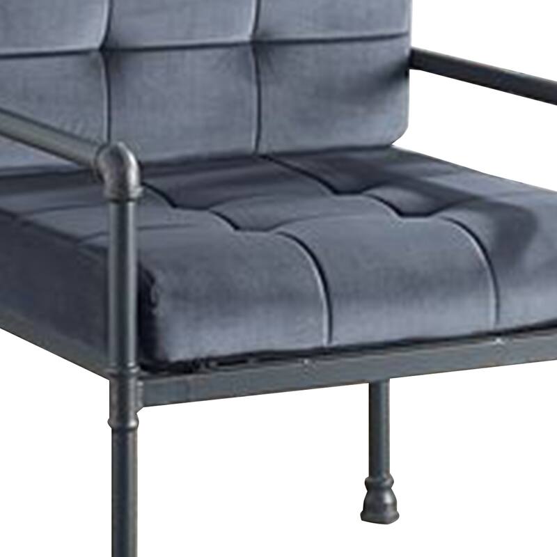 Accent Chair with Tufted Velvet Seat and Metal Frame, Gray