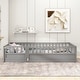 preview thumbnail 1 of 11, Grey Twin Size Pine Wood Floor Bed with Full-length Guardrail and Door for Kids, Adults Twin - Grey