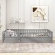 preview thumbnail 1 of 35, Twin Size Wooden Floor Bed, Integral Construction with High Security Barrier, Door, Support Slats for Kids' Play and Sleep, Grey Grey