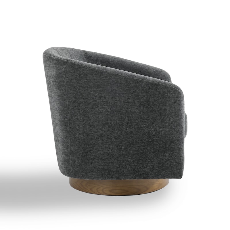 Faux Leather Wide Seat Swivel Barrel Chair