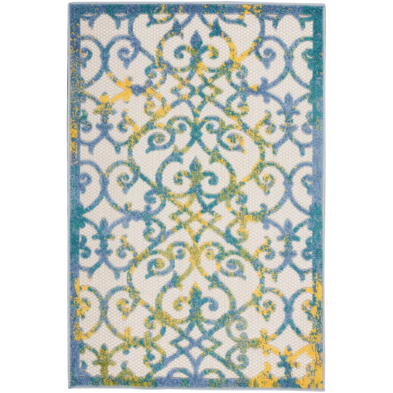 Nourison Aloha Transitional Scroll Indoor/Outdoor Damask Rug