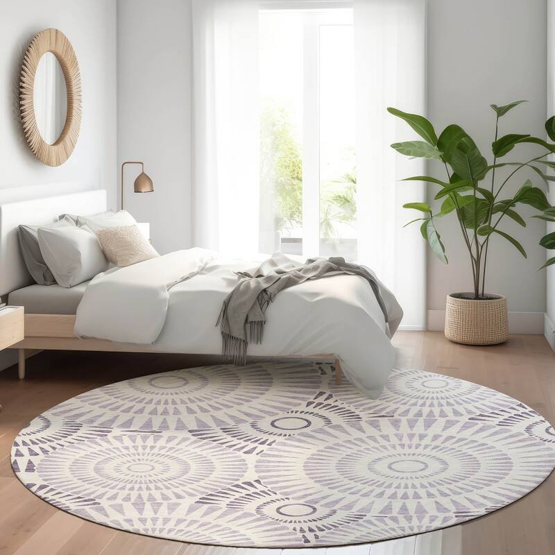 Premium Washable Super Soft Casual Geo Mayfield Rug - Lavender - 8' x 8'