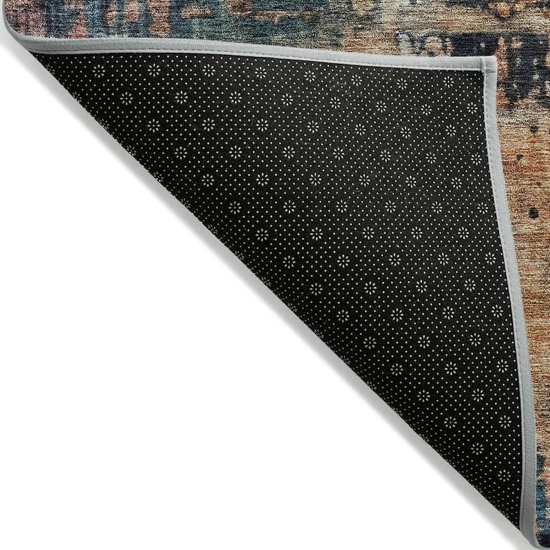 Machine Washable Indoor/ Outdoor Abstract Contemporary Chantille Rug